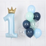 Шар (46''/117 см) Цифра, 1 Корона для принца, Голубой, 1 шт., G72102