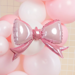 Шар (14''/36 см) Мини-фигура, Бант, Розовый, 1 шт., 19440