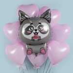 Шар (32''/81 см) Фигура, Енотик с сердечком, 1 шт. в уп., 23521