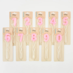 Свеча Цифра, 9 Воздушная серия, Розовый, 6 + 11 см, 1 шт. с держат., 802899