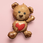 Шар (14''/36 см) Мини-фигура, Медвежонок с сердцем, 1 шт., G72069