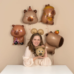 Шар (22''/56 см) Фигура, Капибара с сумочкой, 1 шт., 26407