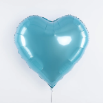 Шар (32''/81 см) Сердце, Голубой, Металлик, 1 шт., 27253