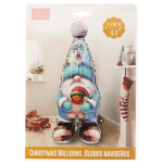 Шар 3D (35''/89 см) Фигура на подставке, Новогодний гном с подарком, 1 шт. в уп., 26831