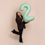 Шар (40''/102 см) Цифра, 2 Slim, Мятный, Матовый, 1 шт. в уп., B901912MM