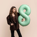 Шар (40''/102 см) Цифра, 8 Slim, Мятный, Матовый, 1 шт. в уп., B901918MM