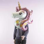 Шар (43''/109 см) Фигура, Голова, Цветочный Единорог, Розовый, 1 шт. в уп., 15126P