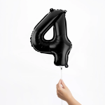 Шар с клапаном (16''/41 см) Мини-цифра, 4, Черный, Матовый, 1 шт., 23884