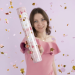 Пневмохлопушка (12/30 см), Котенок Принцесса, Короны фольга и круги тишью, Золото/Розовый, 1 шт., 723033