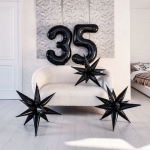 Шар 3D (41''/104 см) Звезда, Составная, Черный блеск, 1 шт. в уп., 222766