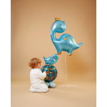 Шар (14''/36 см) Мини-фигура, Динозаврик в короне, Голубой, 1 шт., G72169