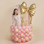 Шар (61''/155 см) Фигура, Бант, Стильные полоски, Золото, 1 шт., 27774