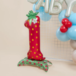 Шар (35''/89 см) Цифра на подставке, 1 Годик, Ягодка, Красный, 1 шт. в уп., 27721R