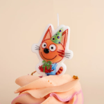 Свечи Три Кота, Подарки на День Рождения!, 5*6,5 + 4 см, 3 шт. с держат., 703055