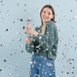 Пневмохлопушка (12/30 см), С Днем Рождения, Звезды фольга, Серебро, Металлик, 1 шт., 723035