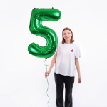 Шар (40''/102 см) Цифра, 5, Зеленый, Металлик, 1 шт. в уп., 27375