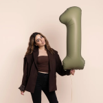 Шар (40''/102 см) Цифра, 1 Slim, Оливковый, Матовый, 1 шт., 901911MOL