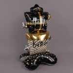 Шар 3D (59''/150 см) Фигура на подставке, Стильные подарки, Черный/Золото, 1 шт. в уп., 24862