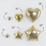 Шар с клапаном (5''/13 см) Микро-сердце, Белое золото, Металлик, 1 шт., 27277