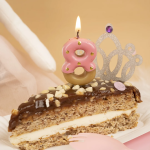 Свеча Цифра, 8 Пончик, Клубничная глазурь, 2,5*4 + 3 см, 1 шт. с держат., 802858