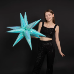 Шар 3D (26''/66 см) Звезда, Составная, Голубой, Хамелеон, 1 шт. в уп., 24913