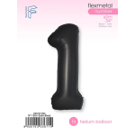 Шар (40''/102 см) Цифра, 1 Slim, Черный, Сатин, 1 шт. в уп., C901911SN