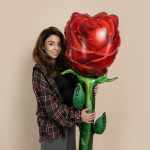 Шар (59''/150 см) Цветок, Роза, Красный, 1 шт. в уп., 26414