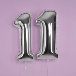 Шар (40''/102 см) Цифра, 1 Slim, Серебро, 1 шт., 901911P