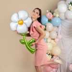 Шар (43''/109 см) Цветок, надув воздухом, Белый, 1 шт. в уп., 27124P