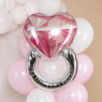 Шар (32''/81 см) Сердце, Кольцо с бриллиантом, Розовый, 1 шт., 17537