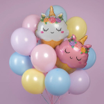 Шар (27''/69 см) Фигура, Кексик, Цветочный единорог, Белый, 1 шт., 24769