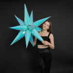 Шар 3D (40''/102 см) Звезда, Составная, Голубой, Хамелеон, 1 шт. в уп., 24914