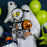 Шар (34''/86 см) Фигура, Скелет с тыквой (надув воздухом), 1 шт., 24706