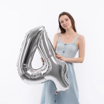 Шар (40''/102 см) Цифра, 4, Серебро, Металлик, 1 шт. в уп., 26494