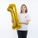 Шар (34''/86 см) Цифра, 1 ЭКО, Золото, 1 шт. в уп., 29681