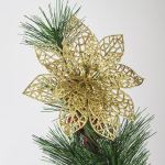 Цветок Пуансеттия, на клипсе, 14 см. Красный, с блестками, 2 шт., 6231004