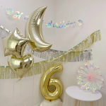 Шар (40''/102 см) Цифра, 6, Белое золото, Металлик, 1 шт. в уп., 24026