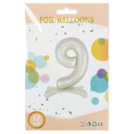 Шар (32''/81 см) Цифра на подставке, 9, Белый песок, 1 шт. в уп., 27519