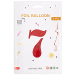 Шар (40''/102 см) Цифра, 7, Красный, Металлик, 1 шт. в уп., 27367