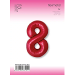 Шар (40''/102 см) Цифра, 8 Slim, Красный, Металлик, 1 шт. в уп., B901918R