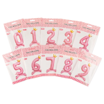 Шар (32''/81 см) Цифра на подставке, 9 Золотая корона, Розовый, 1 шт. в уп., 24199