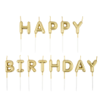 Свечи Буквы Happy Birthday, Золото, Металлик, 6 см, 1 шт. с держат., 629244G