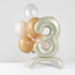 Шар (32''/81 см) Цифра на подставке, 3, Белый песок, 1 шт. в уп., 27513