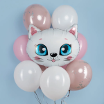 Шар (25''/64 см) Фигура, Белая кошечка, 1 шт. в уп., 227532