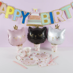 Шар (14''/36 см) Мини-фигура, Котенок Принцесса, Белый, 1 шт., G72098