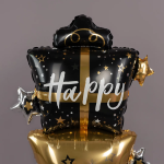 Шар 3D (59''/150 см) Фигура на подставке, Стильные подарки, Черный/Золото, 1 шт. в уп., 24862