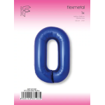 Шар (40''/102 см) Цифра, 0 Slim, Синий хром, Металлик, 1 шт. в уп., B901910AR