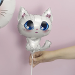 Шар с клапаном (15''/38 см) Мини-фигура, Котенок, Белый, 1 шт., 23177