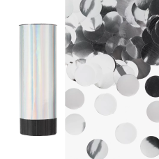 Хлопушка пружинная (4/10 см), Круги фольга, Серебро, 1 шт., 823178