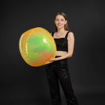 Шар 3D (32''/81 см) Сфера, Желтый, Хамелеон, 1 шт. в уп., 24936